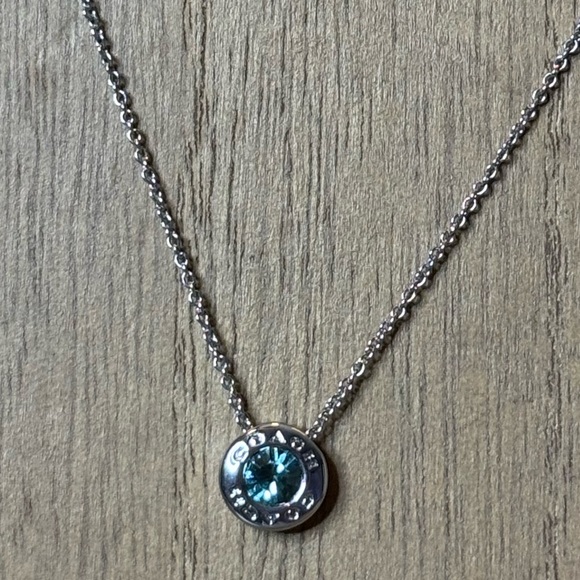 Coach Open Circle blue stone necklace silver toned stamped - Picture 4 of 9